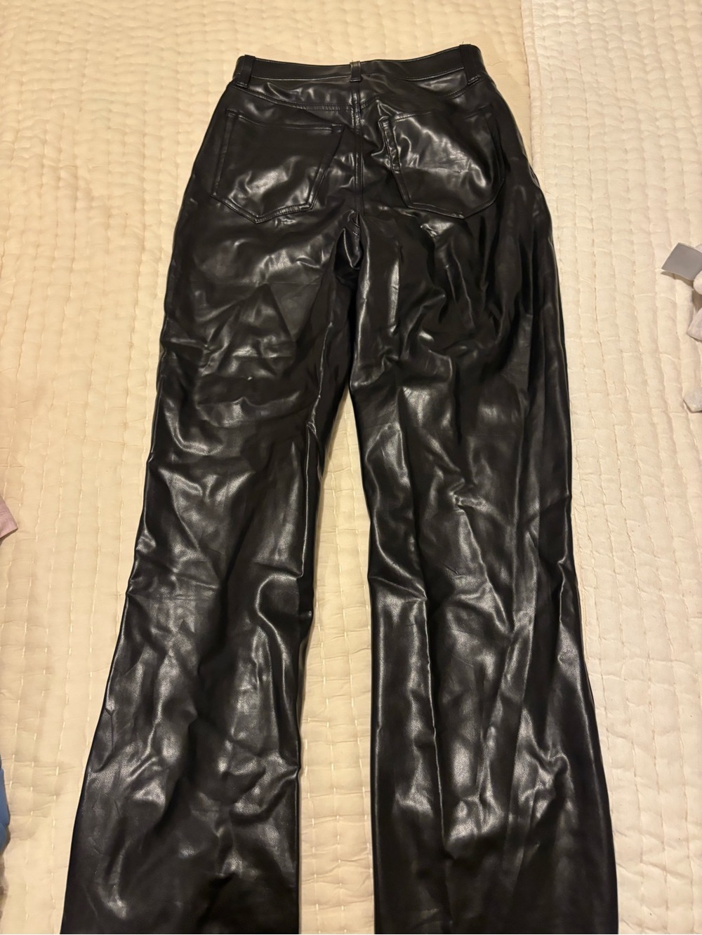 Ladies Black Faux Leather Pants - Sleek Modern Fit